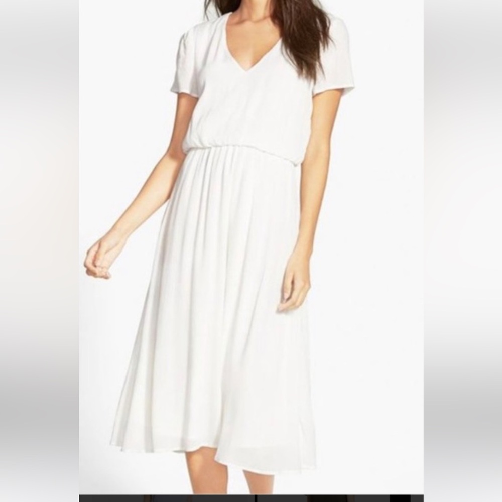 WAYF Blouson White Midi Dress Sz XL